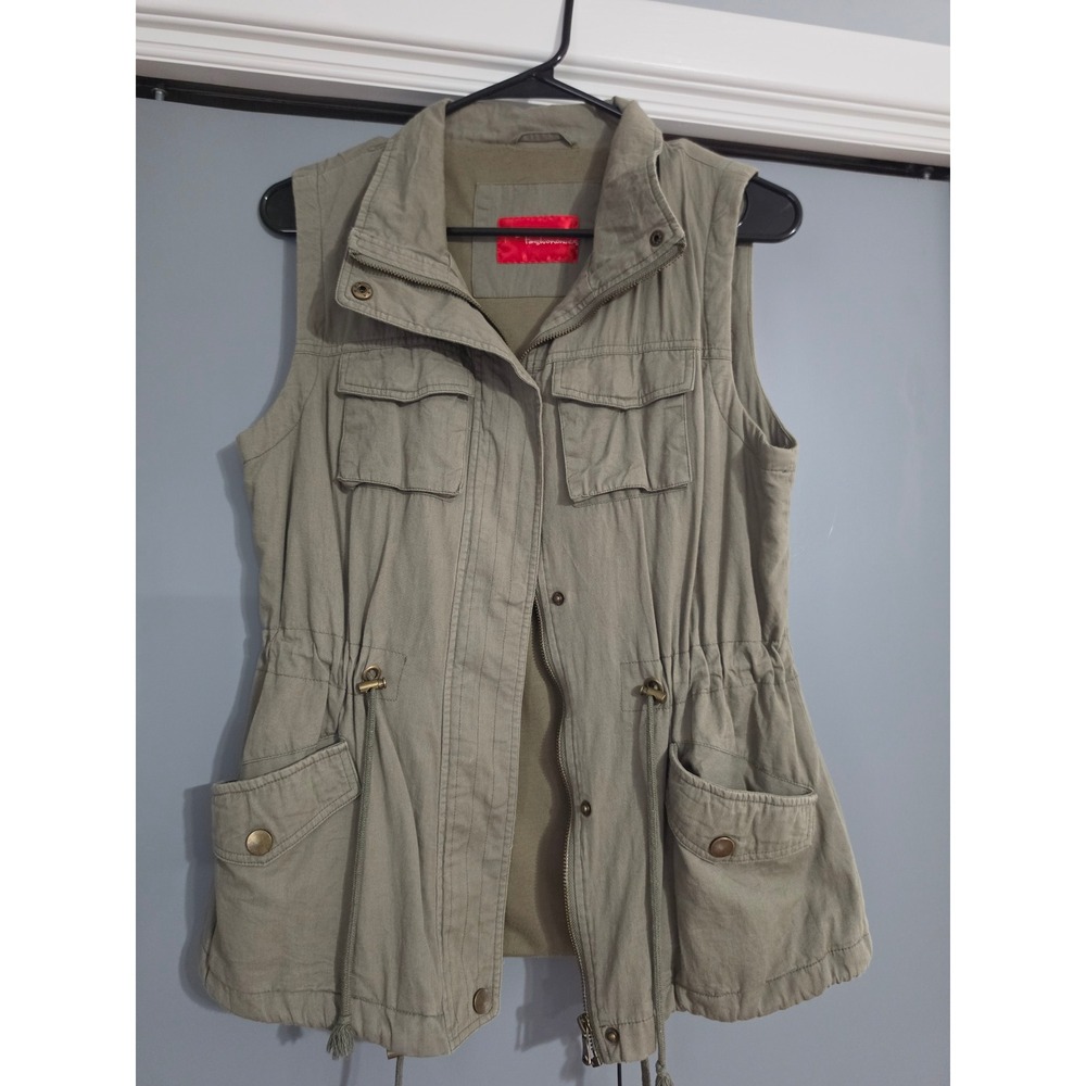 Tinseltown Utility Vest Womens Medium Olive Green Excellent Military Drawstring